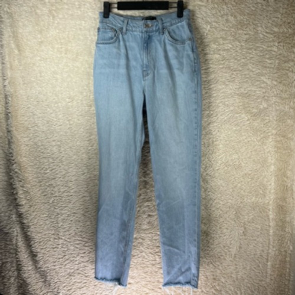 Asos Skinny Jeans Womens Blue Frayed Hem Light Wash Pockets Denim 26/32